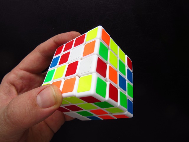 magic cube, hand, puzzle, toy, denksport, multicoloured, four, dice, difficult, patience, difficult, difficult, difficult, difficult, difficult